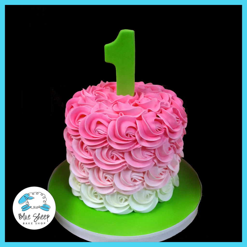 1st birthday pink rosette smash cake nj