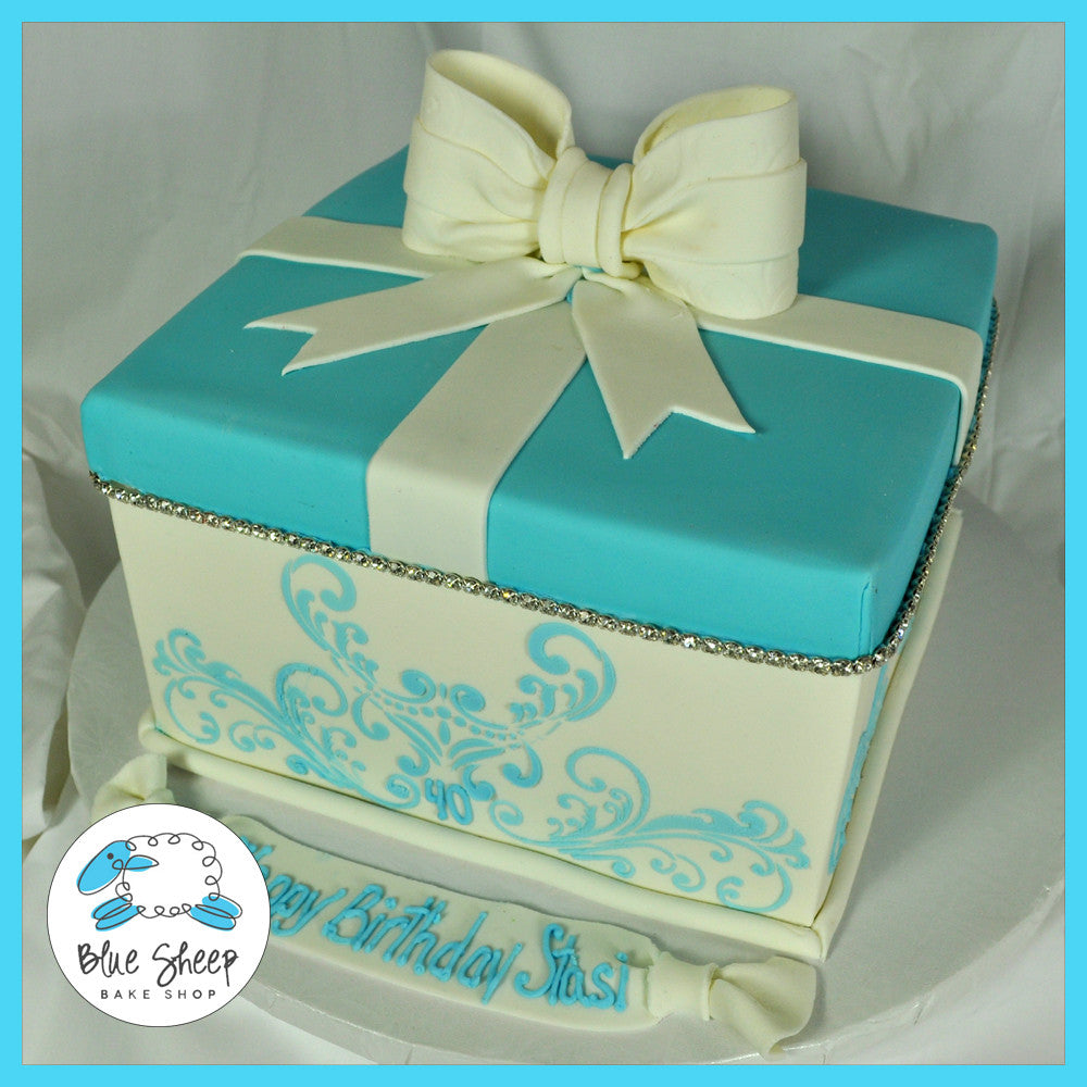 Gift Box Birthday Cake Blue Sheep Bake Shop