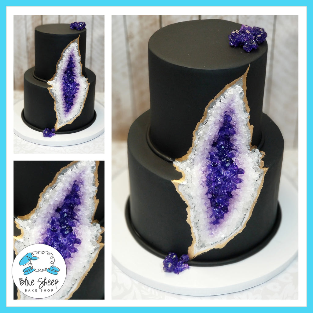 Black Amethyst Geode Cake