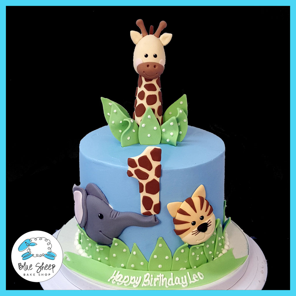 baby safari 1st birthday cake