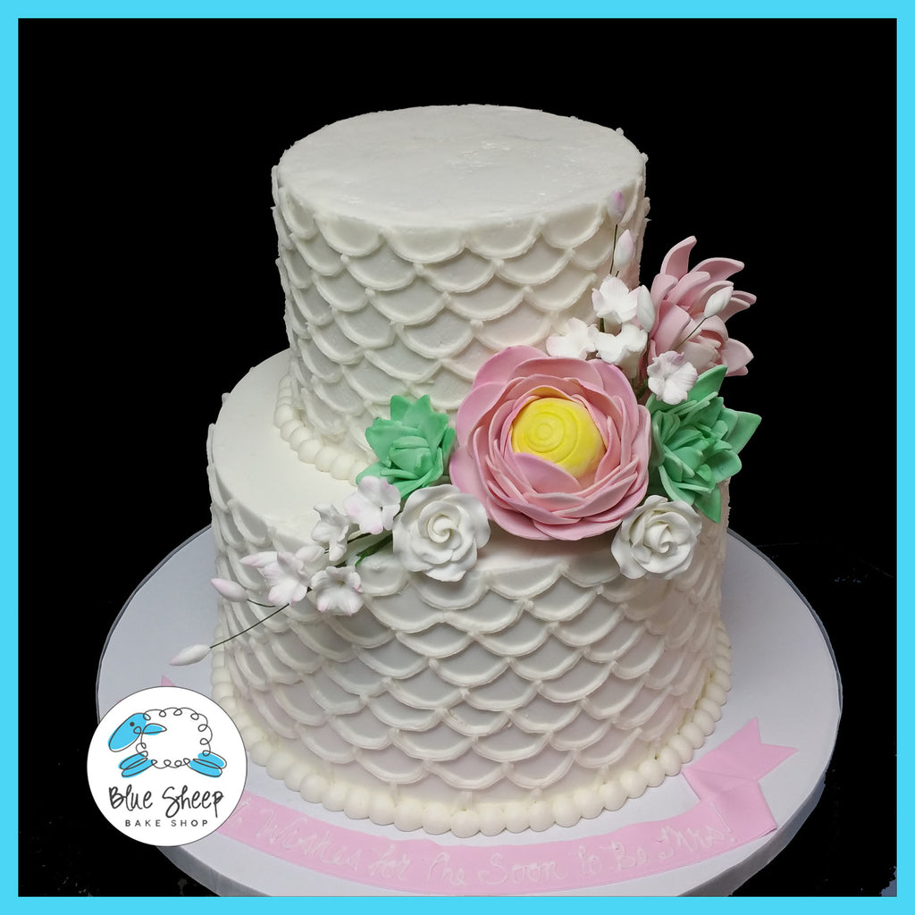 Buttercream Bridal Shower Cake with Ranunculus