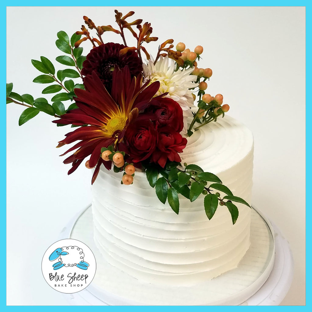 Wedding Cupcake Tower with Fresh Fall Blooms