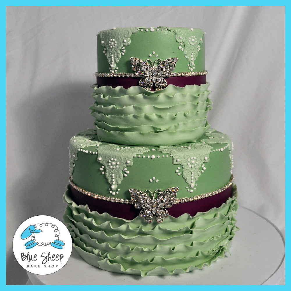 Juniper Lace and Ruffles Wedding Cake