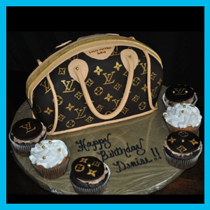 louis vuitton style sculpted purse birthday cake