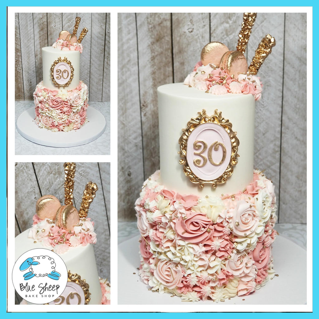 Pink textures buttercream 30th birthday cake - NJ Birthday Cakes