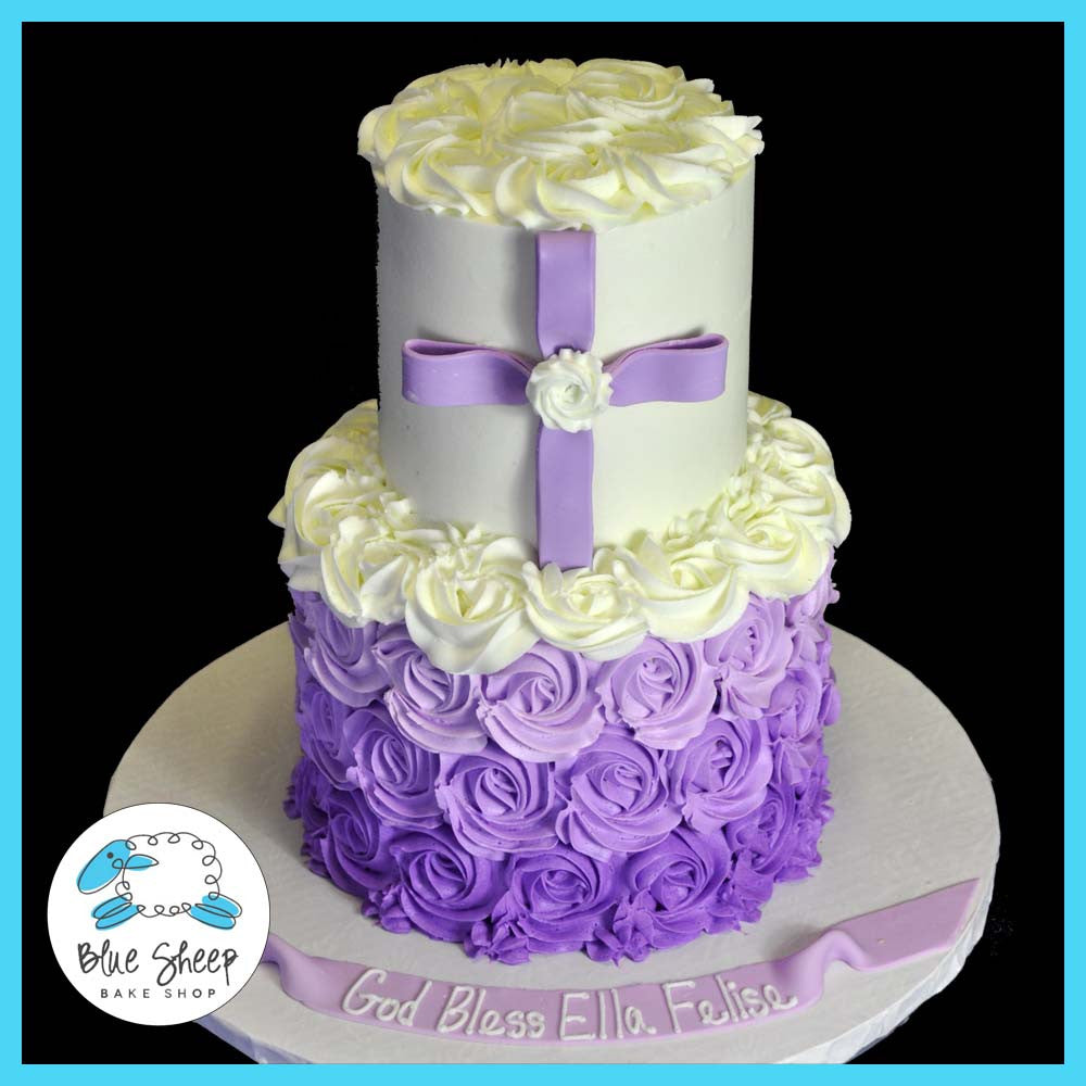 Purple Ombre Buttercream Christening Cake