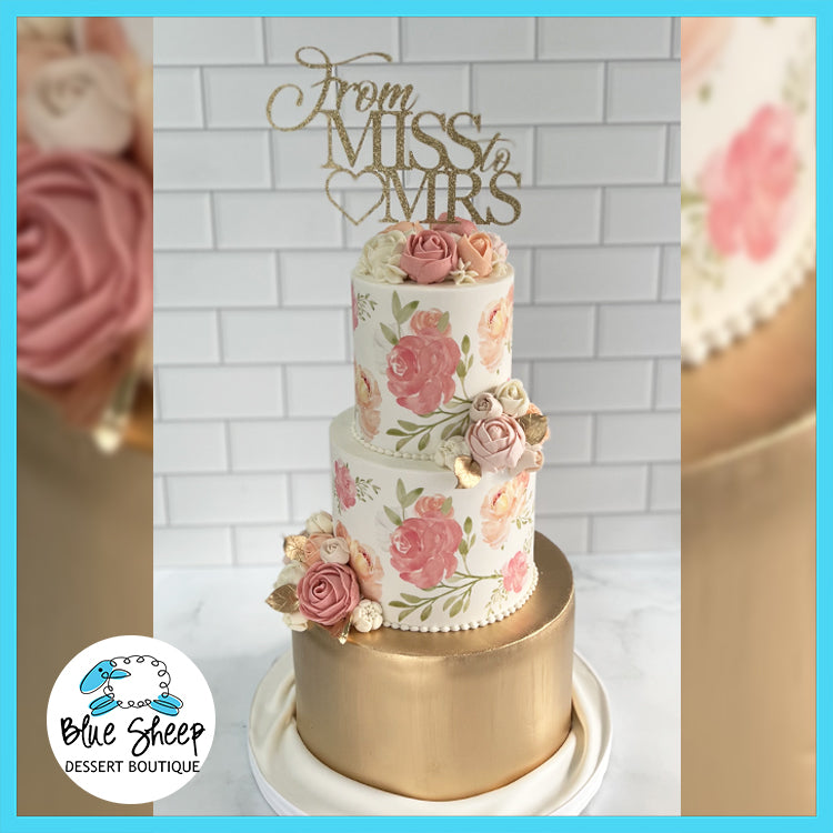 watercolor floral bridal shower cake