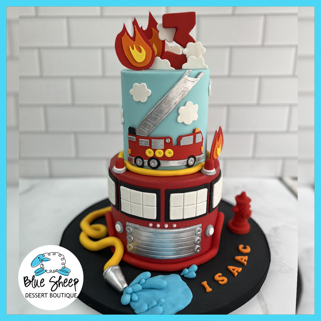 isaac's firetruck birthday cake