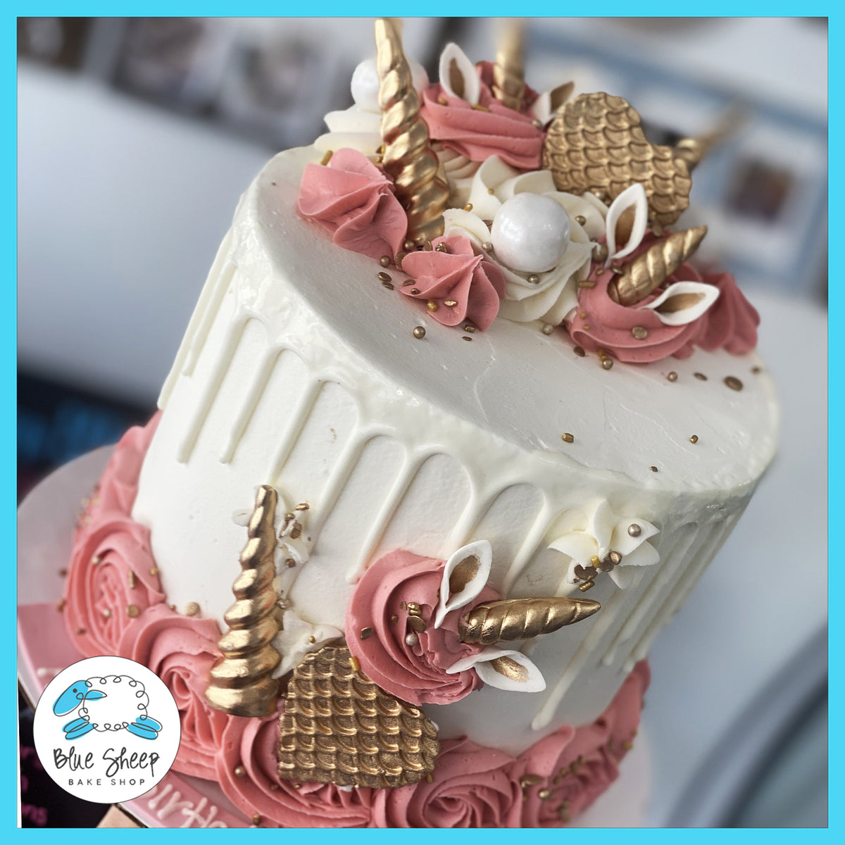 Blush Unicorn Ice Cream Cake Blue Sheep Bake Shop