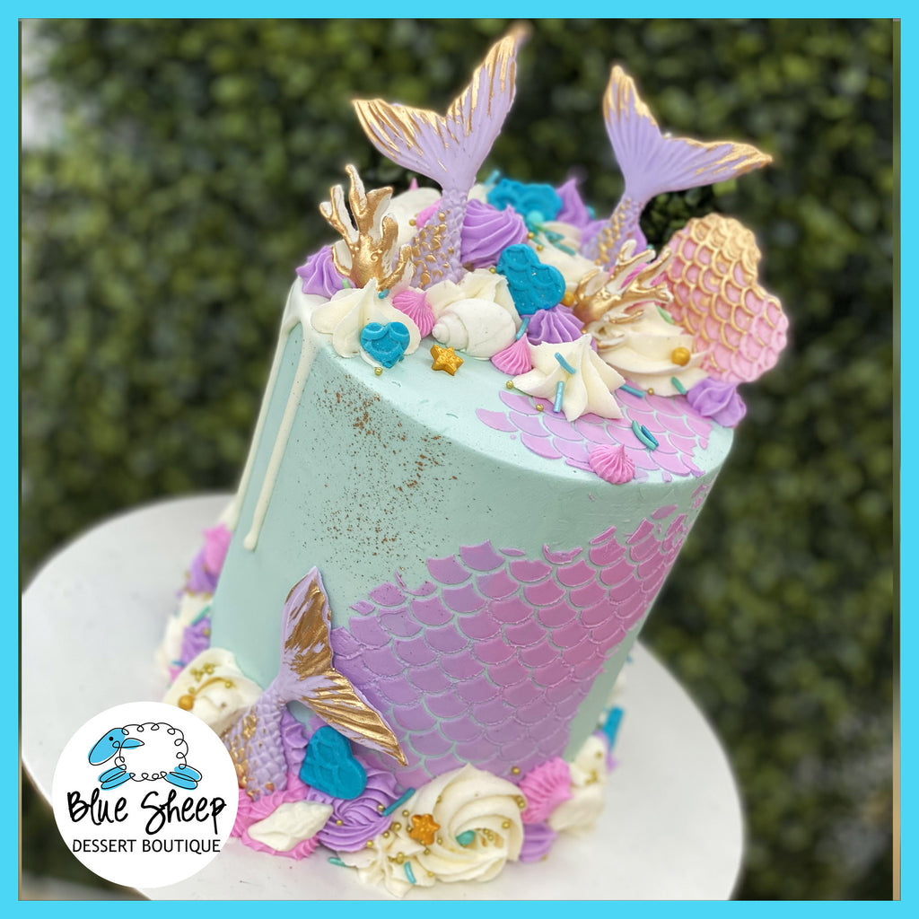 Mermaid themed birthday cake 