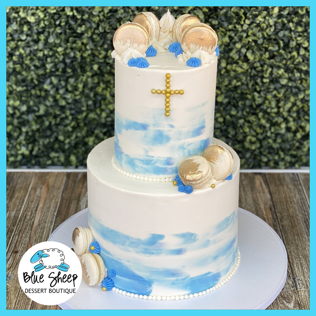 tiered watercolor buttercream cake