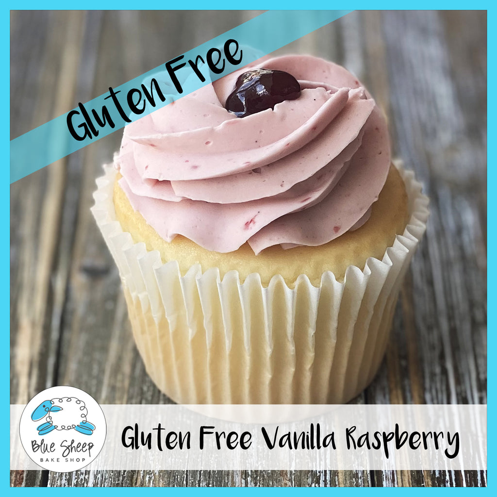 gluten free vanilla raspberry cupcake