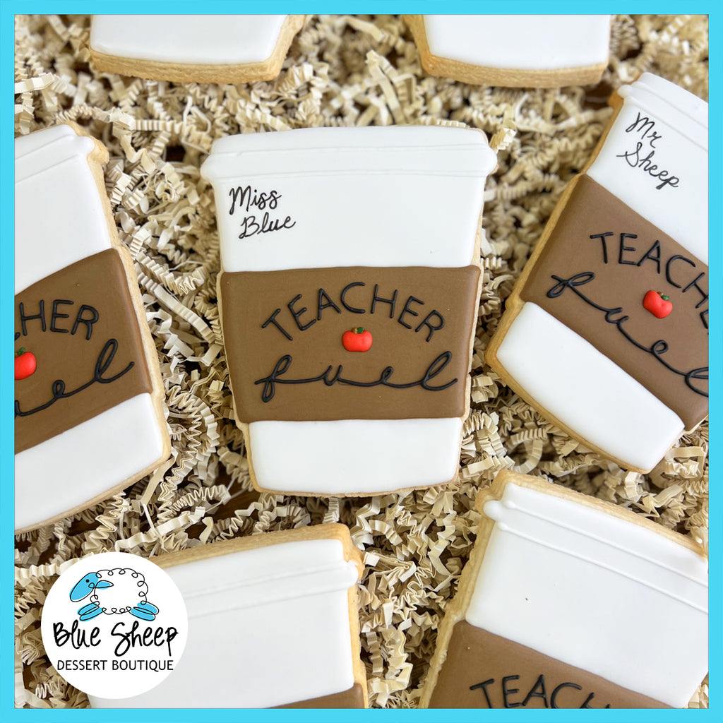 Teacher Fuel coffee cup-shaped cookie gift box