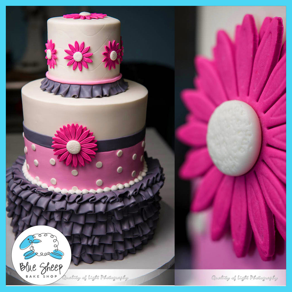 baby shower cake nj pink and grey gerbera daisy theme