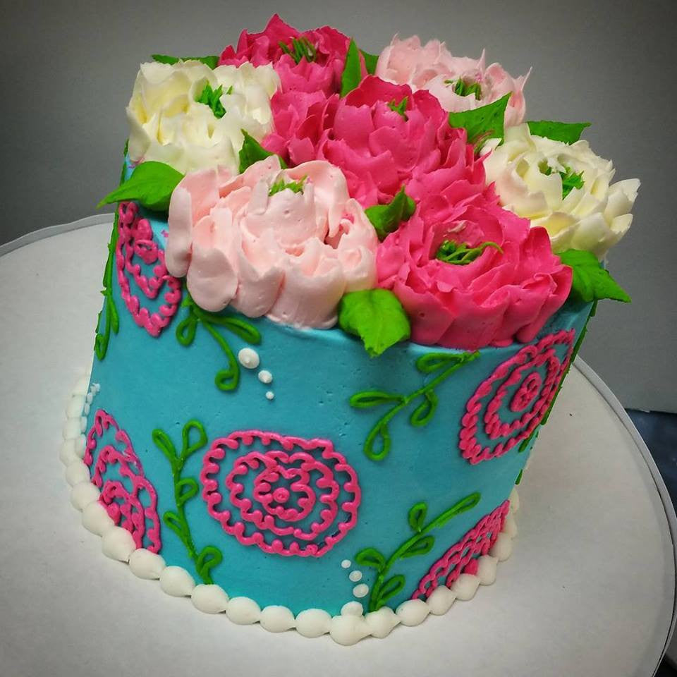 Ribbon Flower Buttercream Birthday Cake