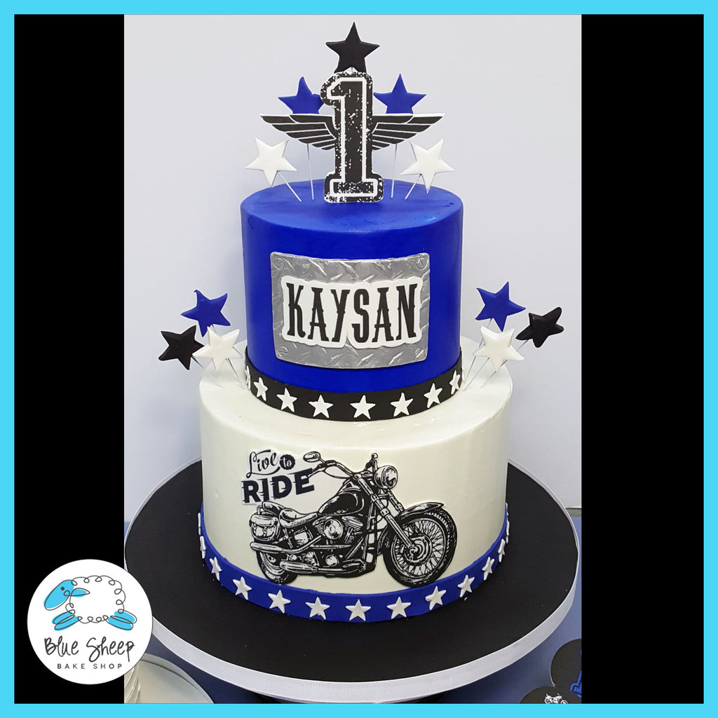 vintage motorcycle 1st birthday cake nj