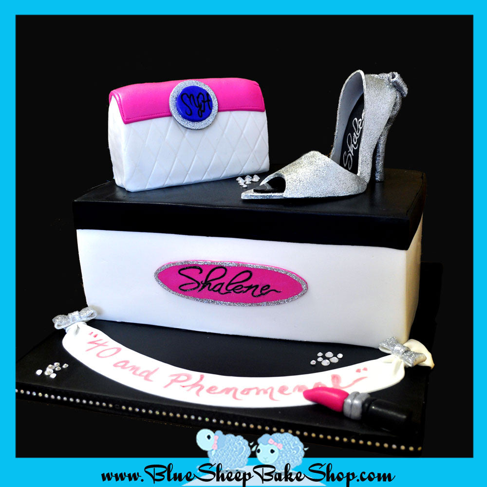 shoe box cake purse cake gumpaste stiletto shoe nj fashion cake
