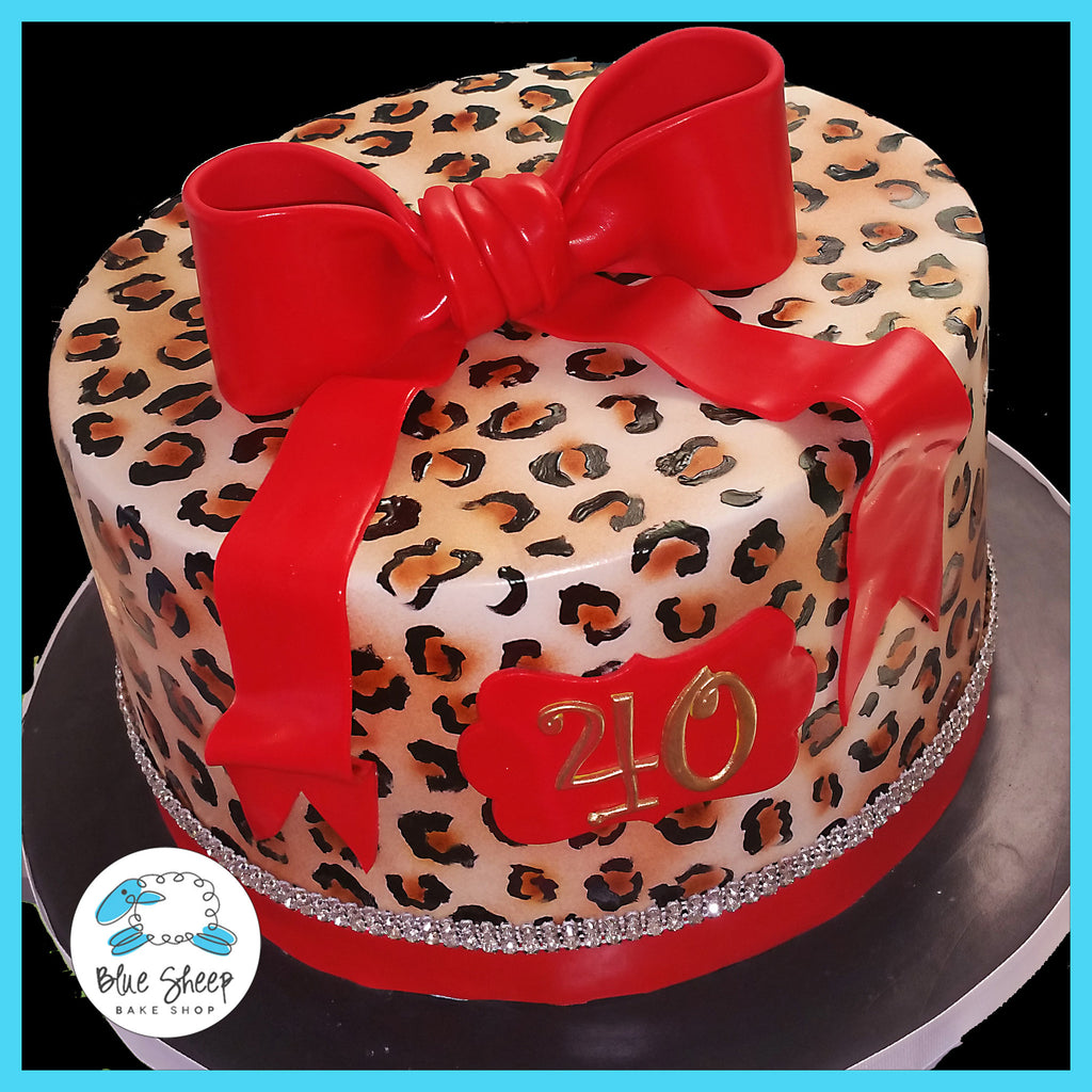 cheetah print 40th birthday cake