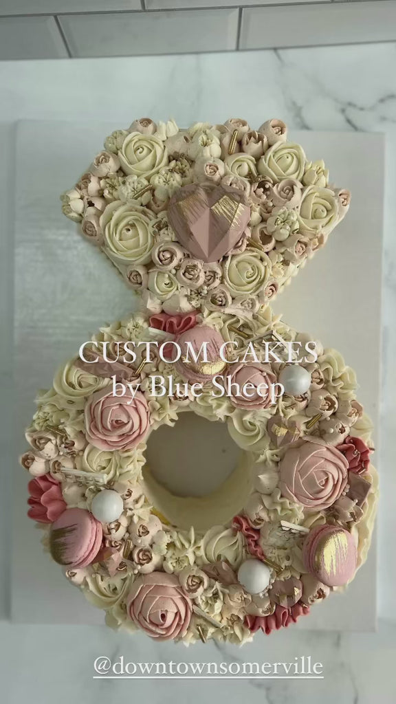 floral engagement ring cake