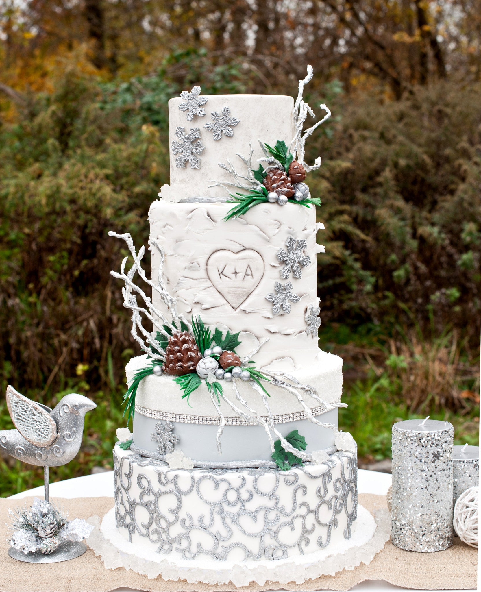 Winter Rugged Cake Light Blue And Silver Winter Wedding Cakes Winter Wedding Cakes: 30