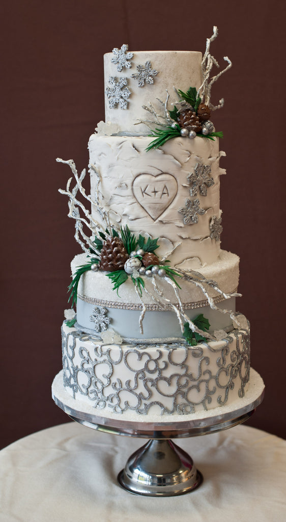 Silver Winter Wedding Cake