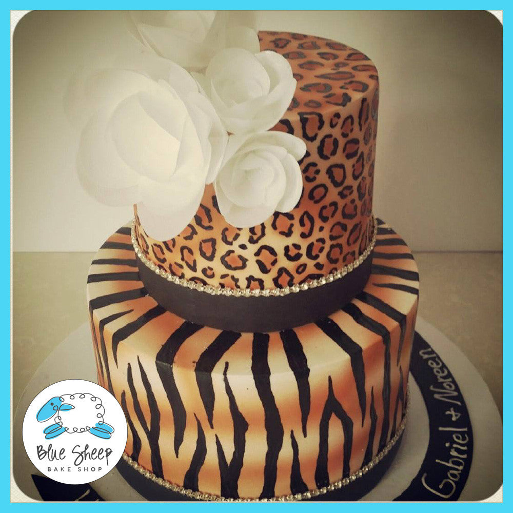 animal print safari birthday cake
