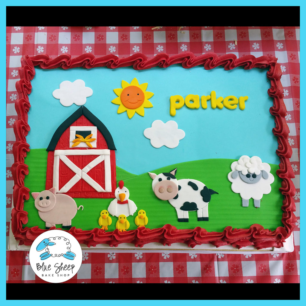 barnyard cake farm 1st birthday cake