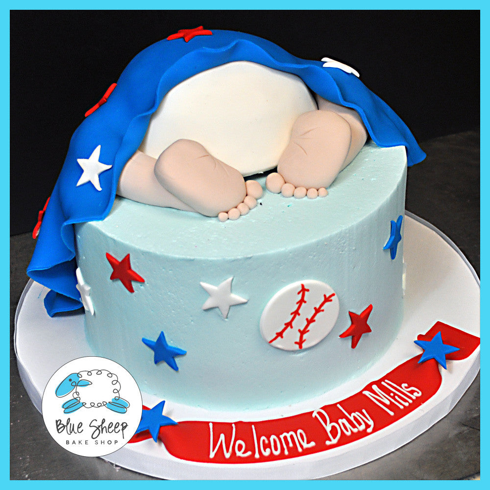 buttercream baseball baby shower cake
