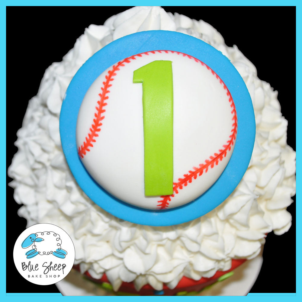 Baseball 1st Birthday Giant Cupcake Cake