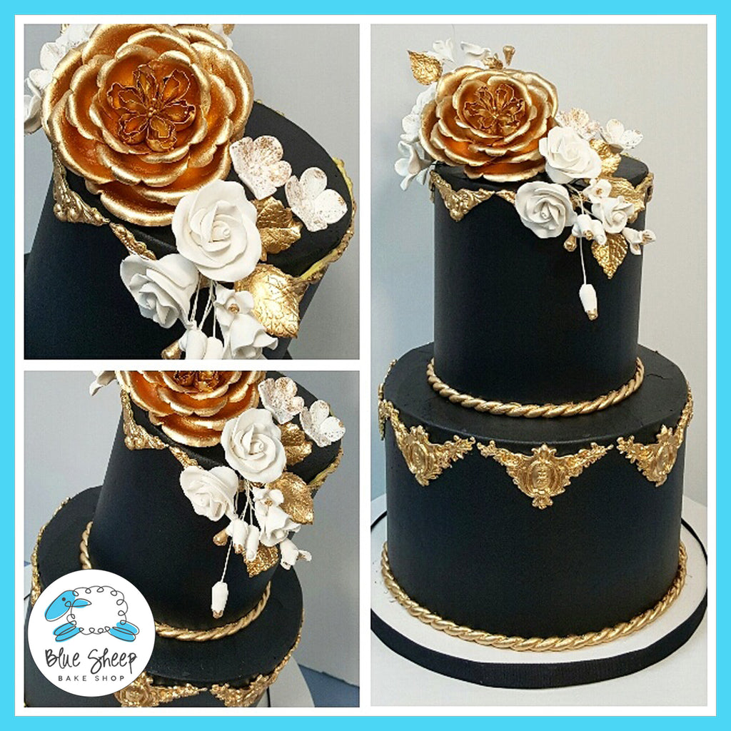 best black and gold wedding cakes nj