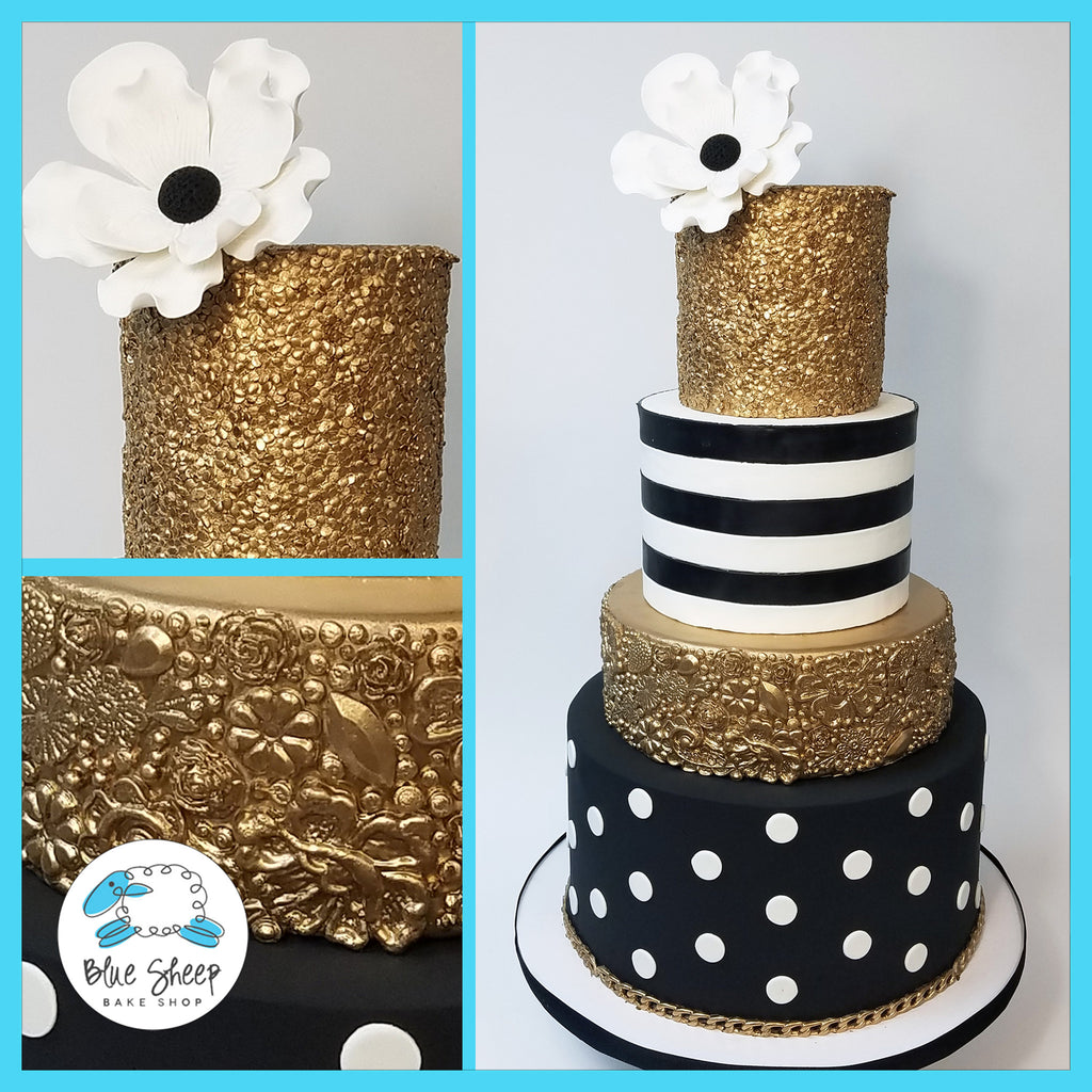 black white gold 40th birthday cakes nj