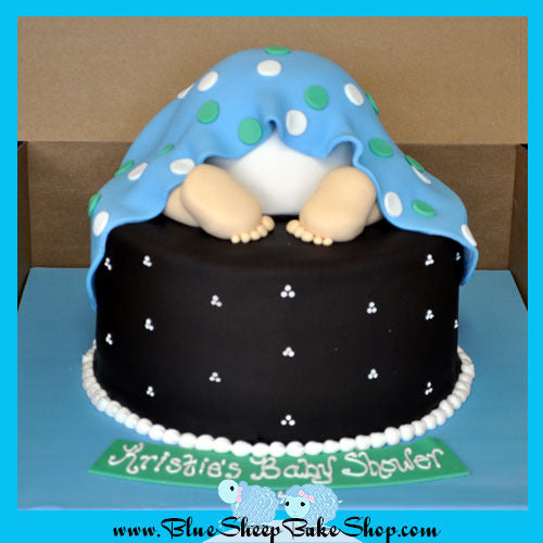 blue and brown baby rump cake