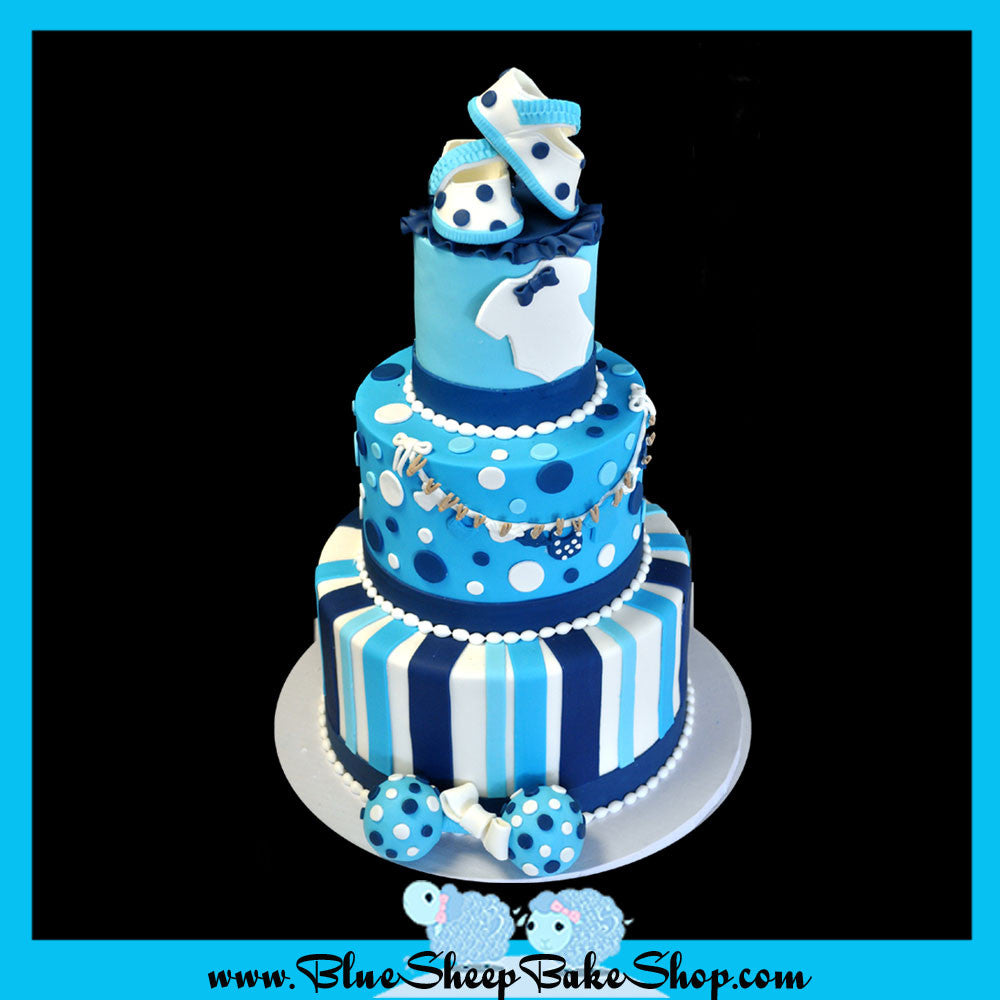 tiered blue baby shower cake nj