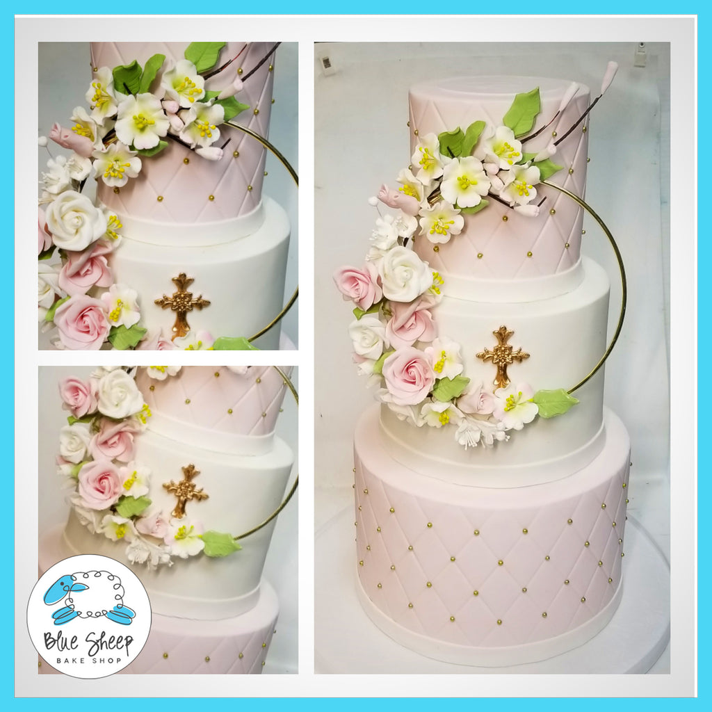 floral wreath christening cake nj cakes
