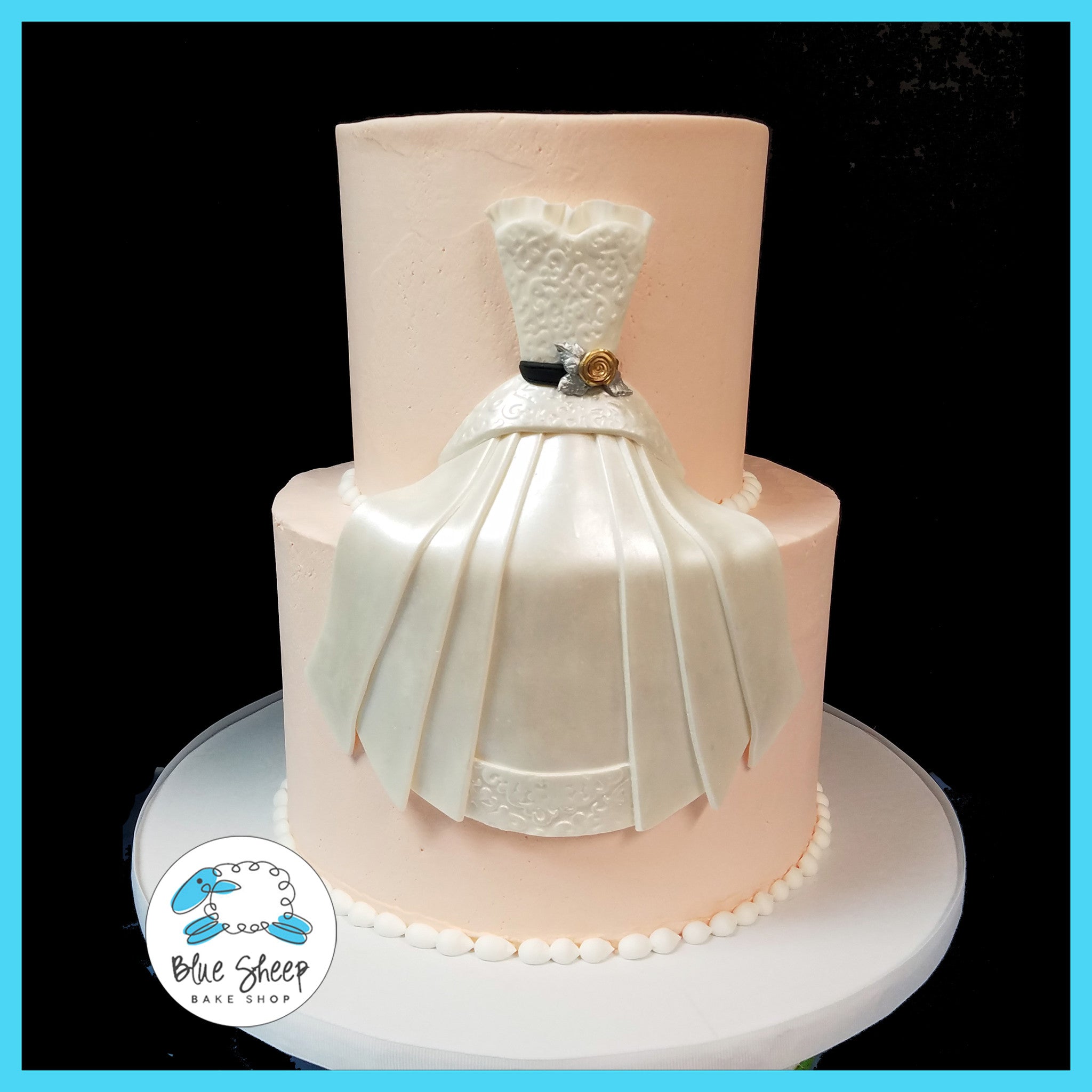 Salmon Buttercream Wedding Gown Bridal Shower Cake