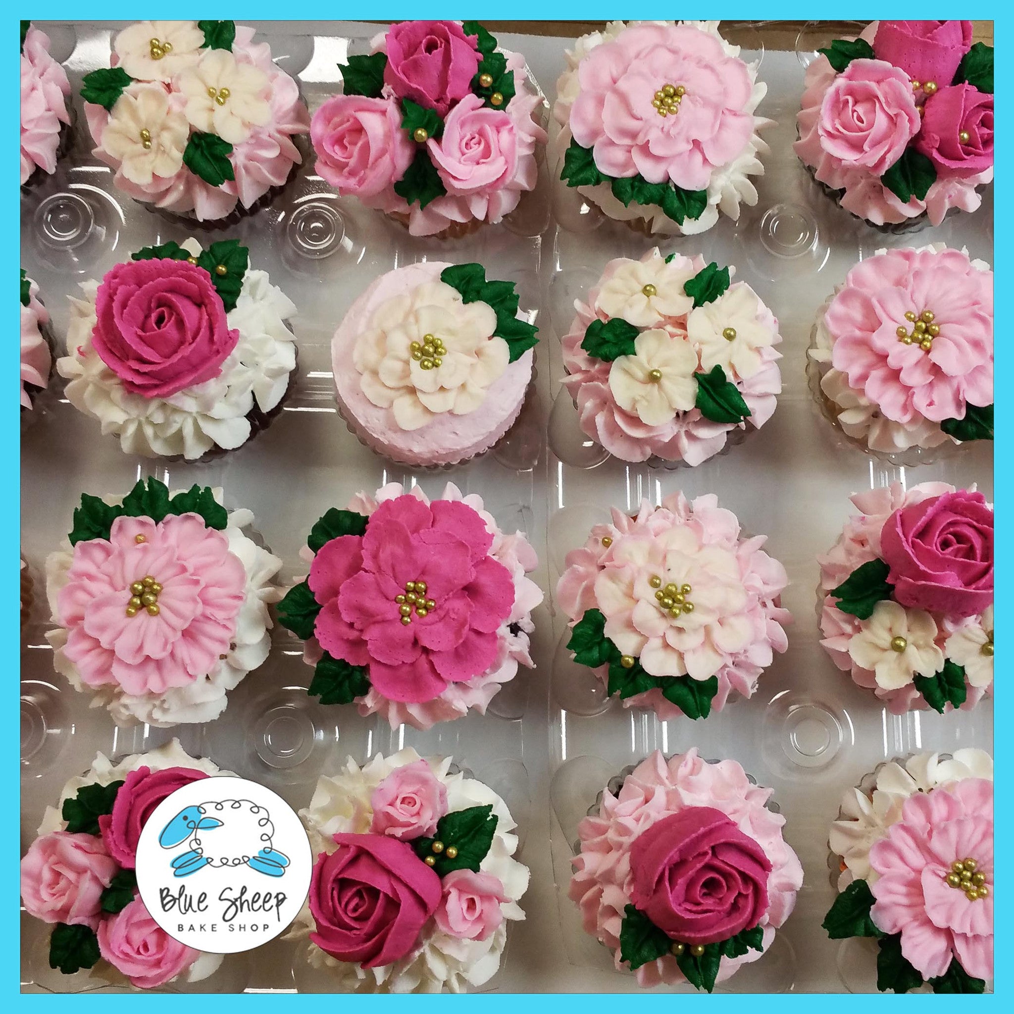 Pink And White Flower Cupcakes