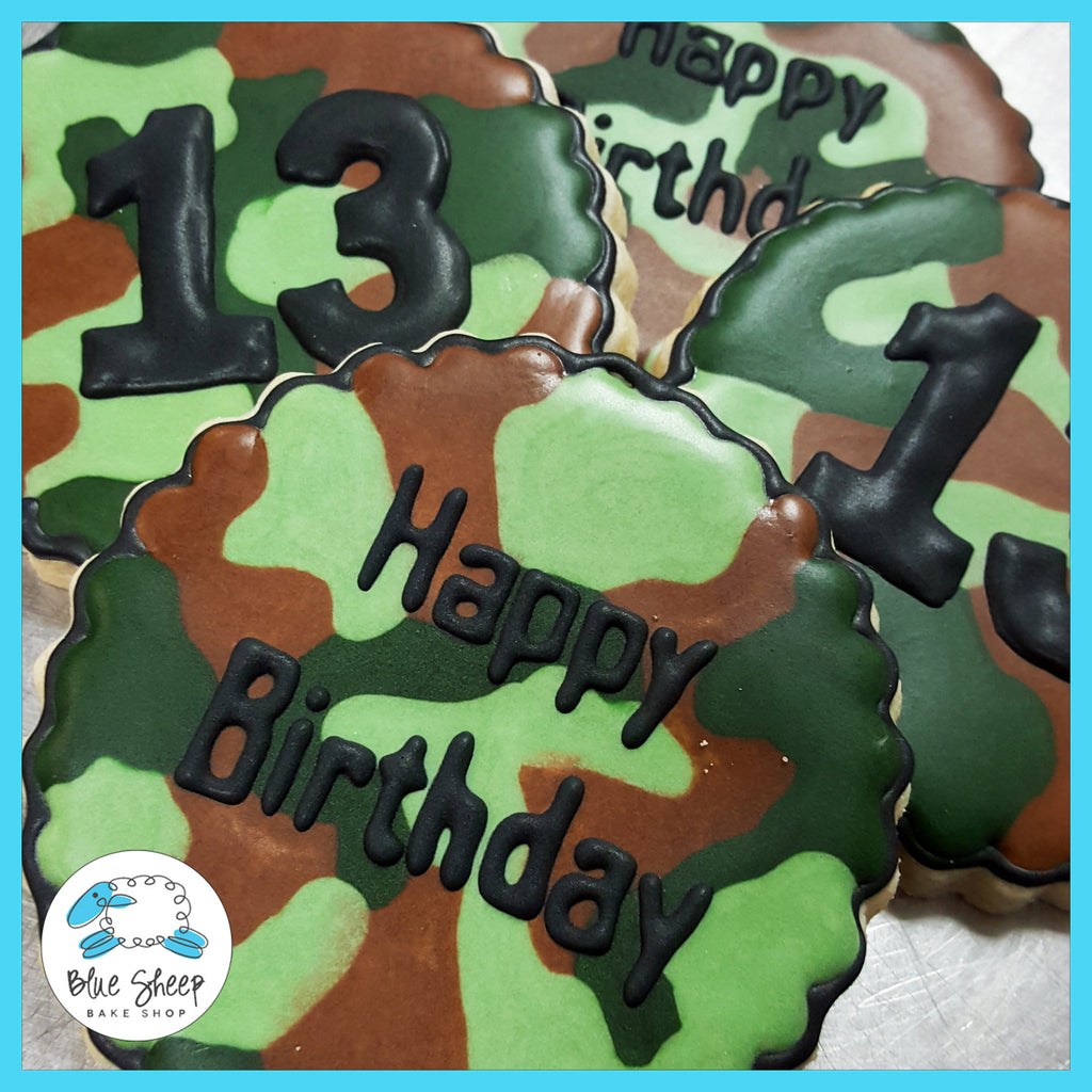 camo army call of duty decorated cookie favors nj