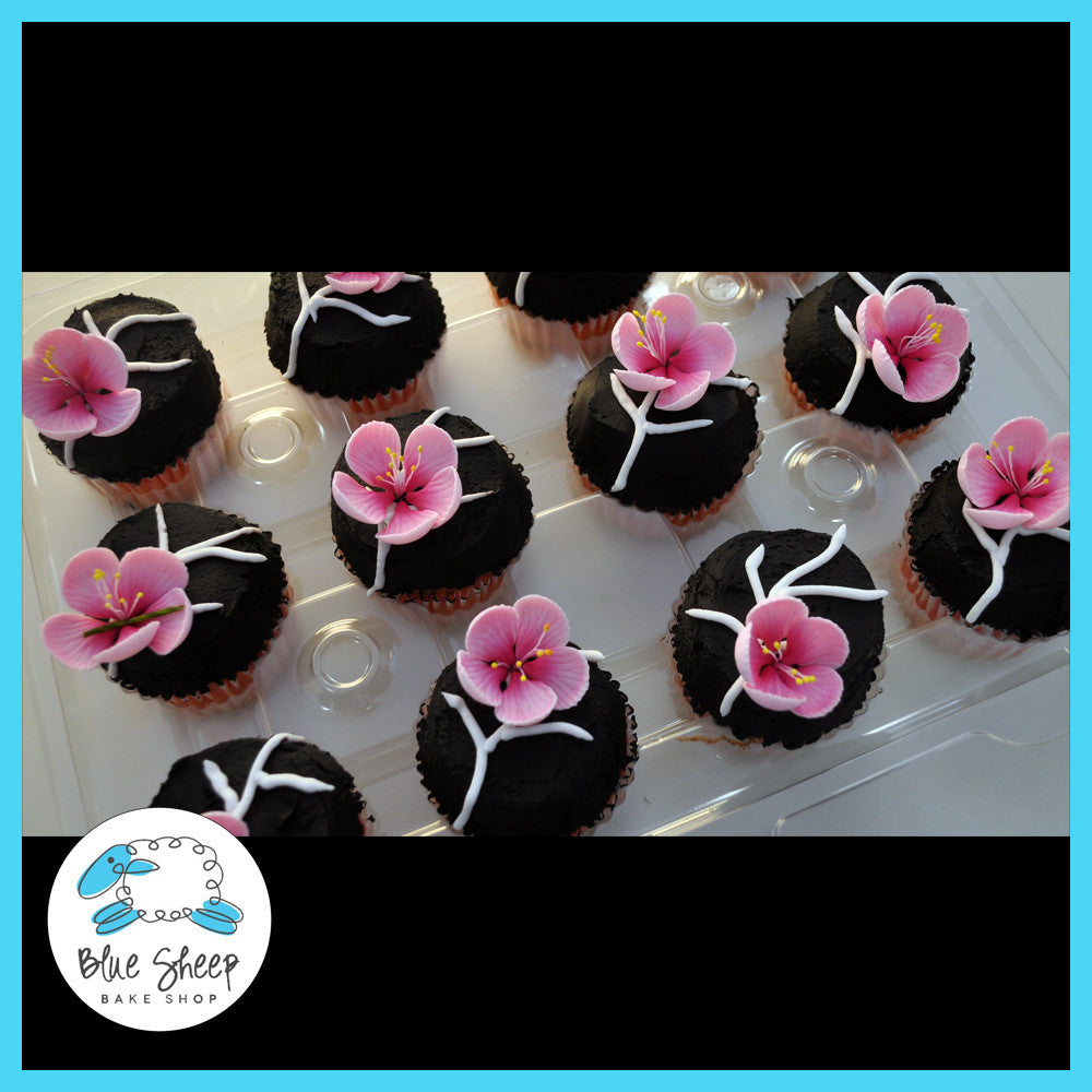 cherry blossom sugar flower cupcakes for a sweet 16
