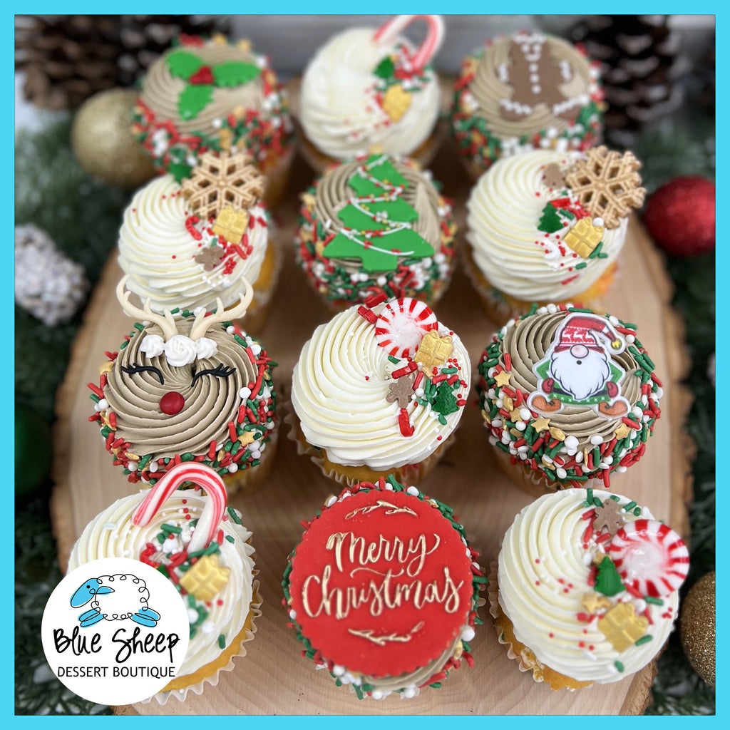 vintage chirstmas cupcake set