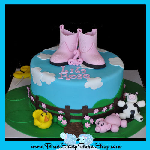 cowgirl barnyard birthday cake