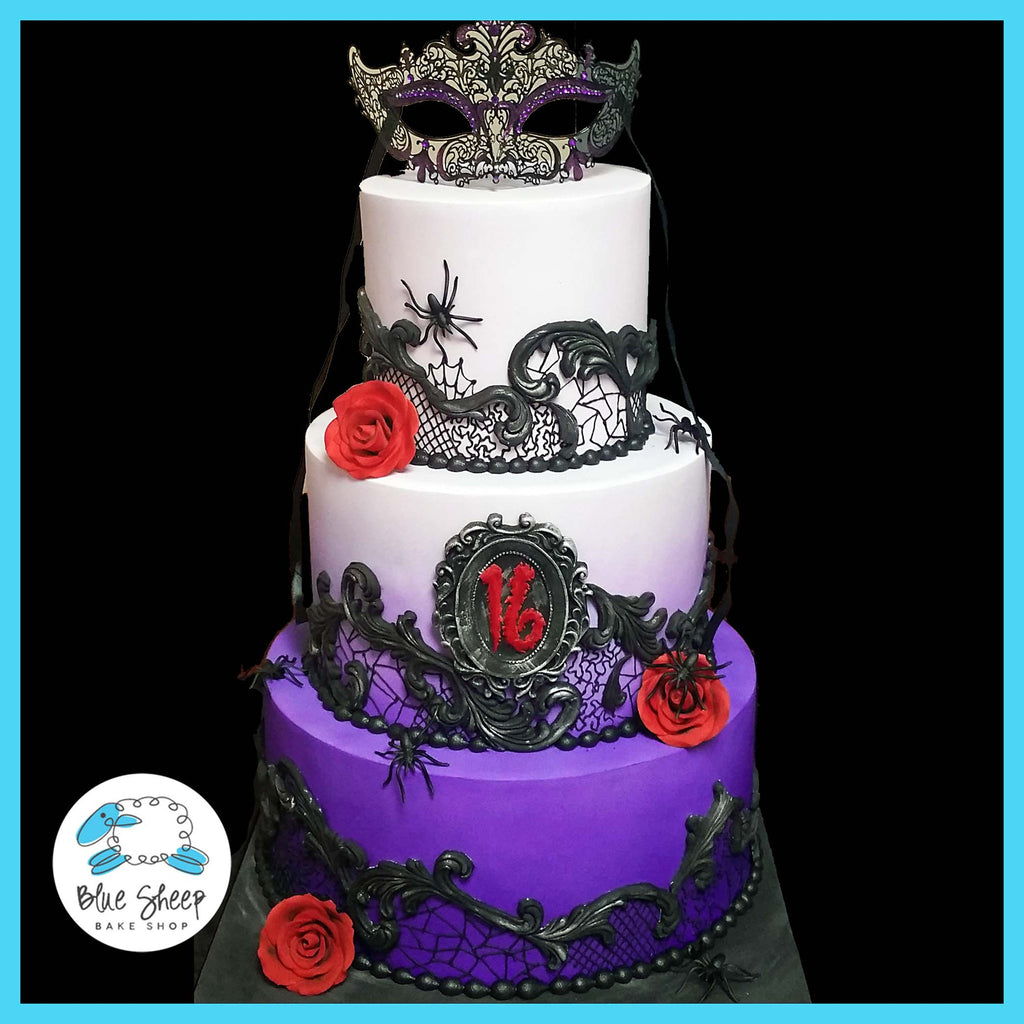 Dark Romance Lace Sweet 16 Cake