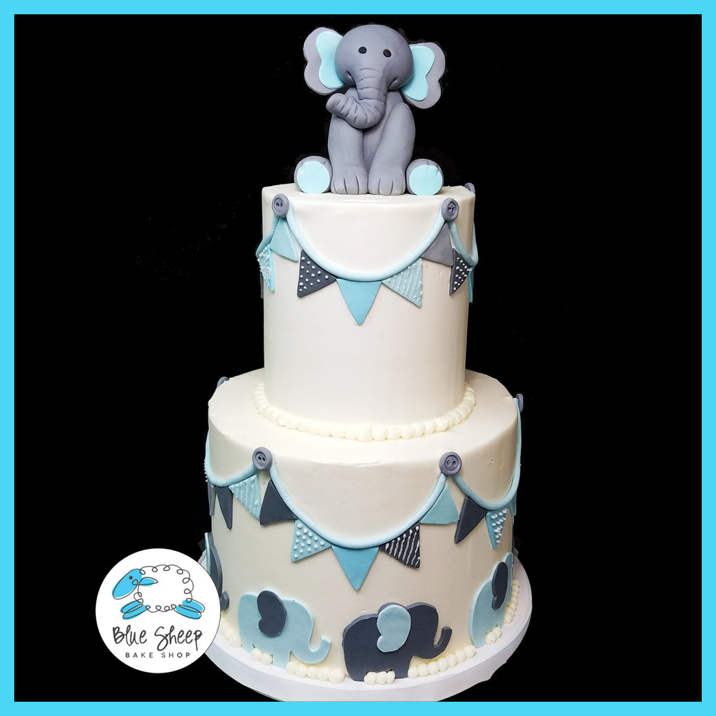 buttercream elephant baby shower cake nj