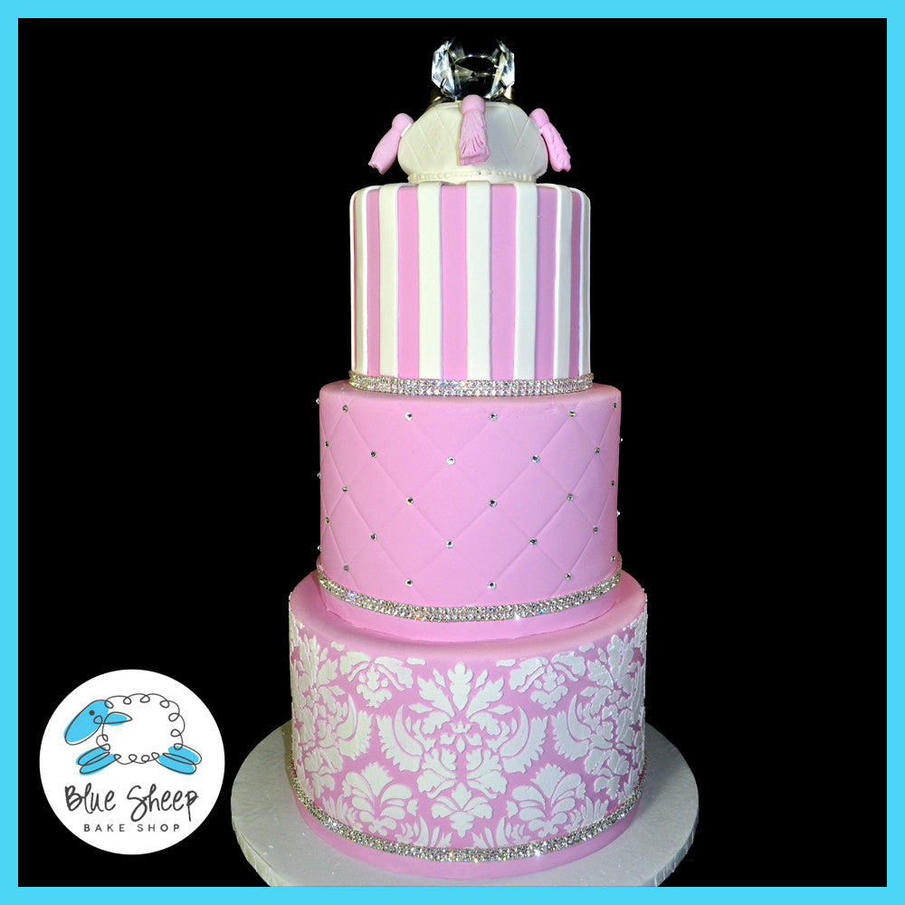 Pink and Glam Engagement Party Cake