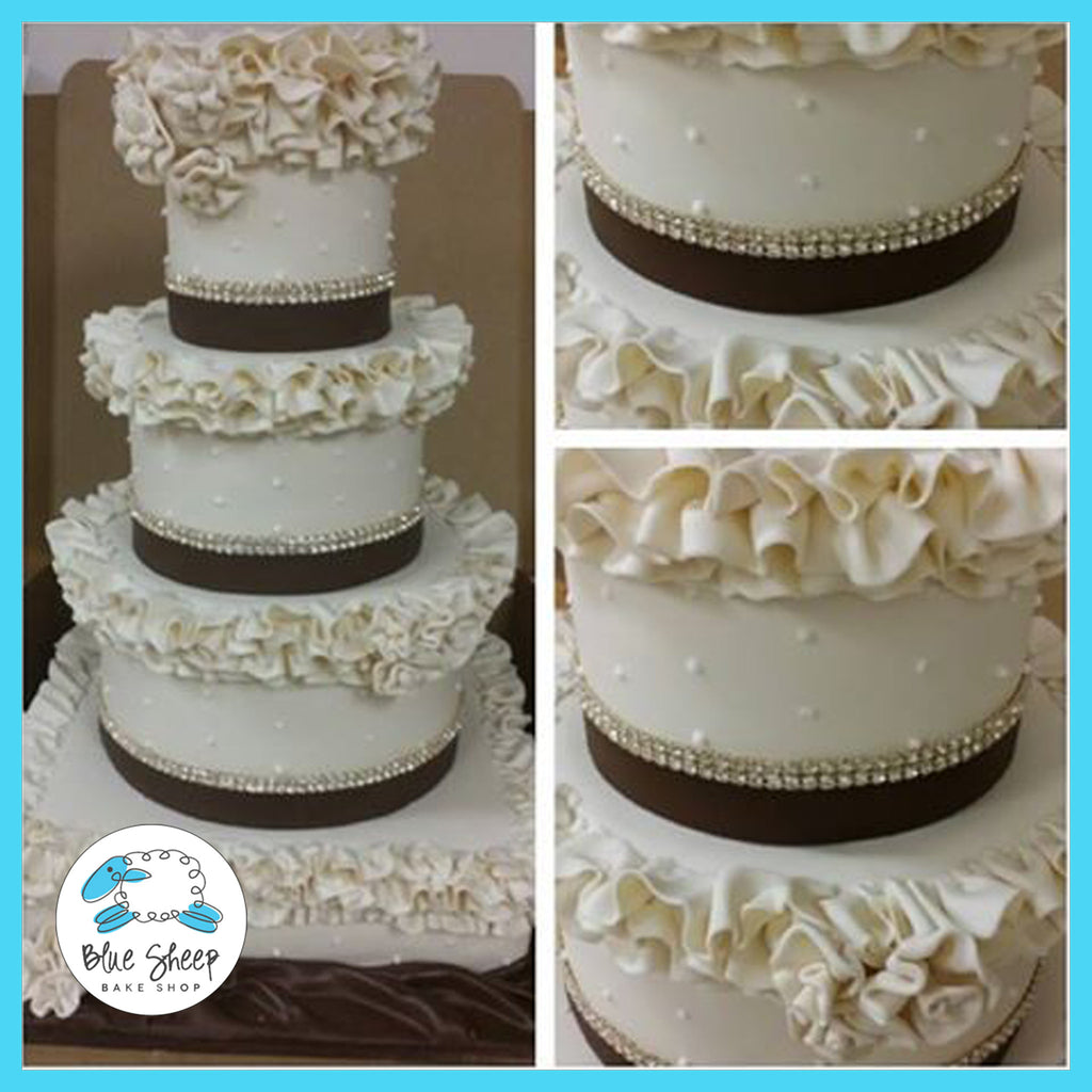 ivory and cocoa fondant wedding cake nj