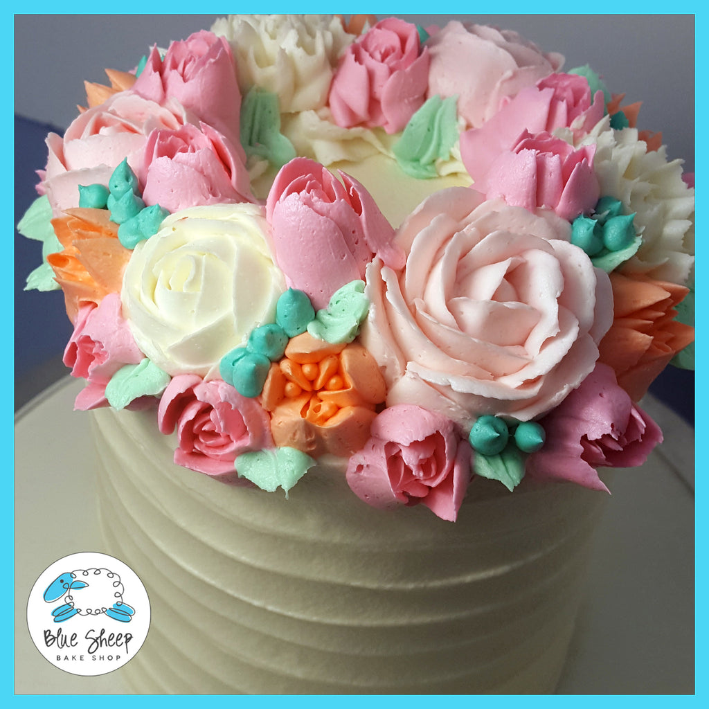 buttercream birthday cake with flowers nj
