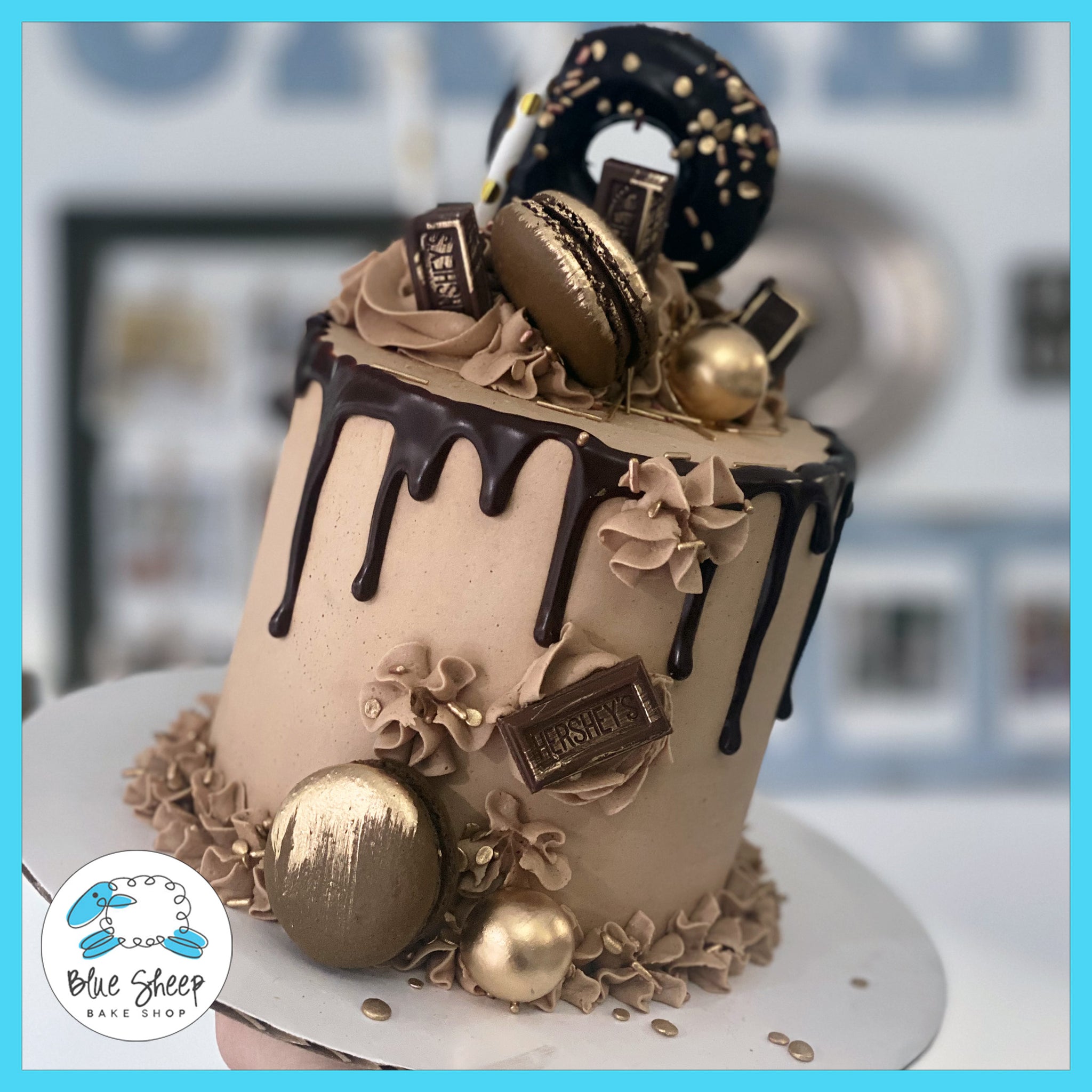 Gold & Ganache Birthday Cake | Blue Sheep Bake Shop in Somerville, NJ