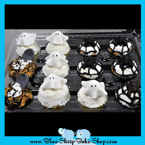 halloween cupcake - ghosts, graves and spiders