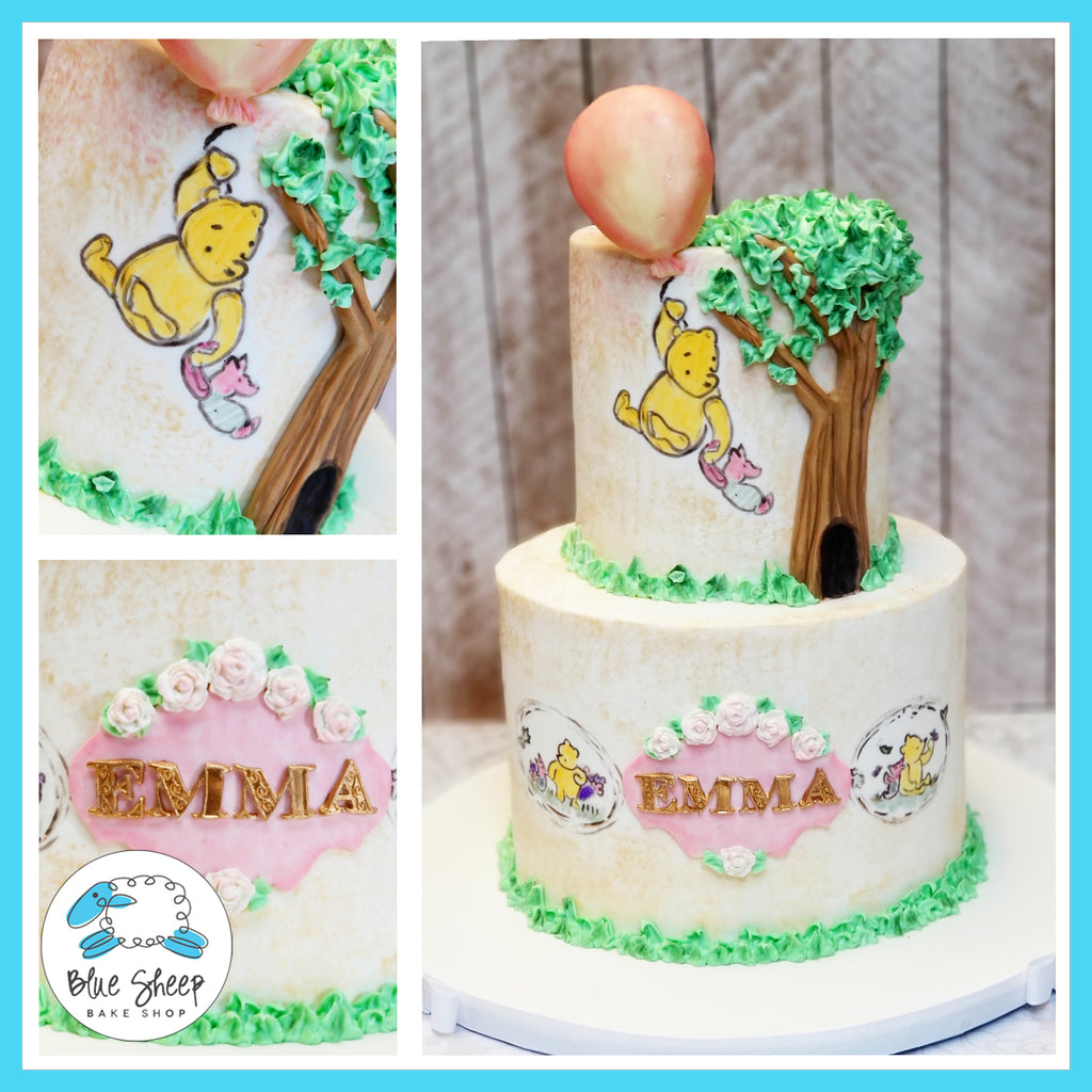 Hand painted Winnie the Pooh Baby Shower Cake NJ