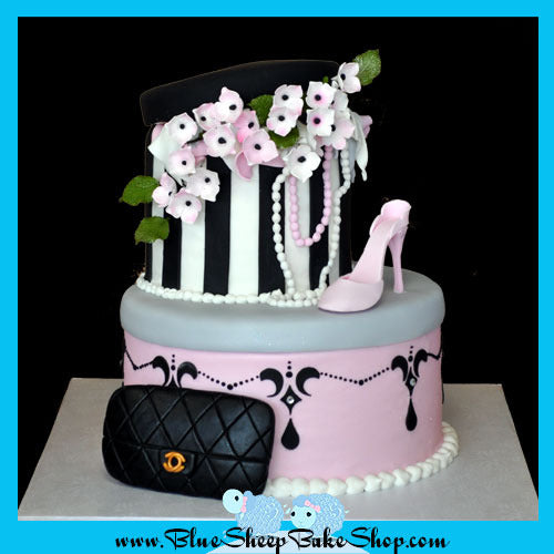fashion hat box birthday cake