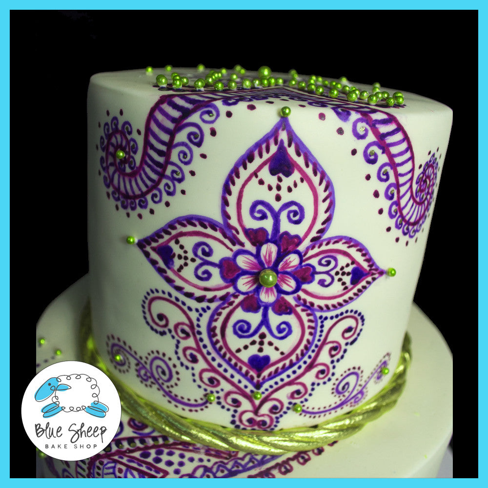 henna inspired wedding cake